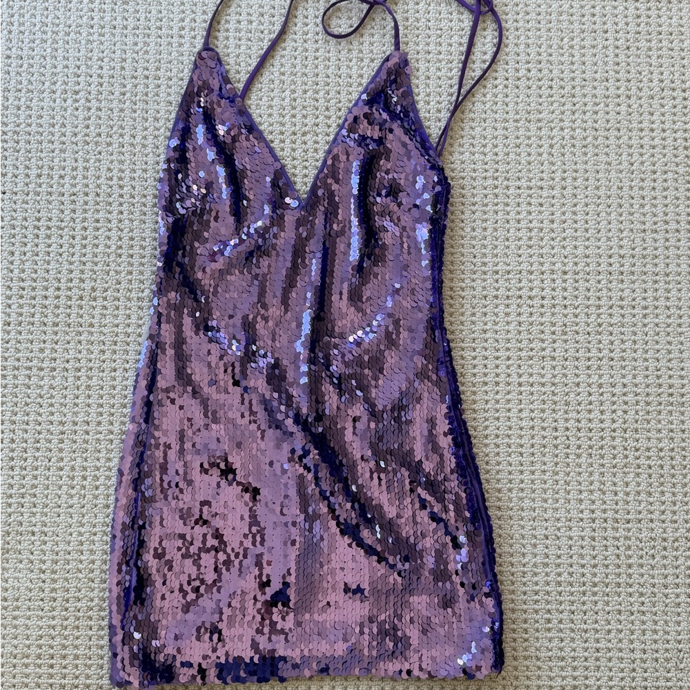Purple Sequin Mini Dress homecoming